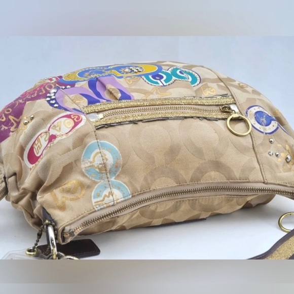 Rare 🦄 Coach Signature Jazzy Glitter Poppy Multi Canvas Handbag Purse - Picture 6 of 15